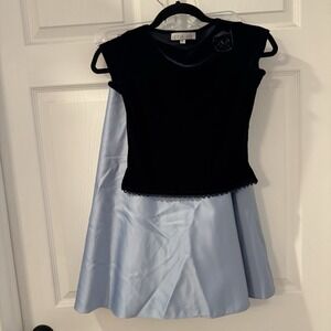 Zoe Ltd. Full Length Blue‎ Skirt and Velour Top Black 2 pc Set girls 8 Holiday